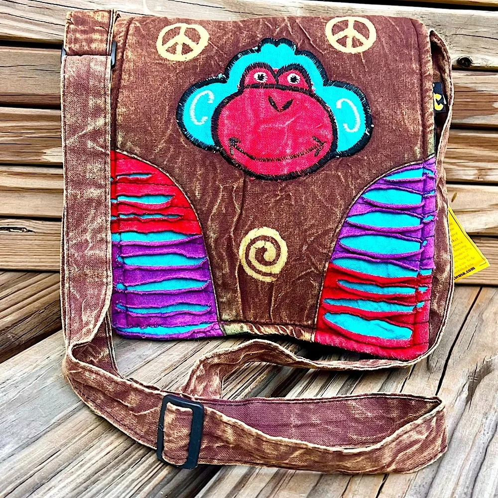 - Karma Circle Boho Monkey Distressed Crossbody Bag! NEW!